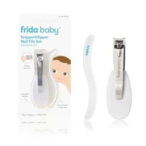Frida Baby NailFrida Baby Nail Clippers & Nail File & Buffer for Newborns and Up, Safety Spyhole, Nickel Free, Curved Clipper to Fit Babies Nails