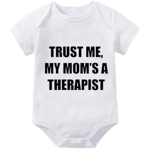 Trust Me My Mom Is A Therapist Newborn Girl Clothes Newborn Girl Outfit Short Sleeve Girl Infant Outfits White Bab