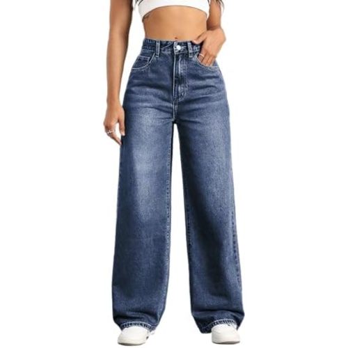 Straight Leg Jeans for Women High Waisted Wide Leg Denim Pants