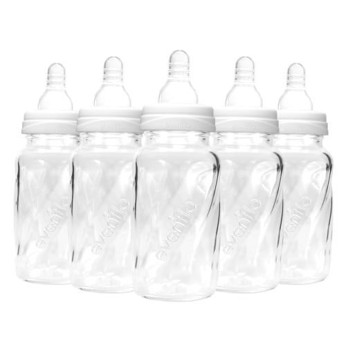 Evenflo Classic BPA-Free Glass Twist Baby Bottles, Clear, 4 oz, Pack of 6