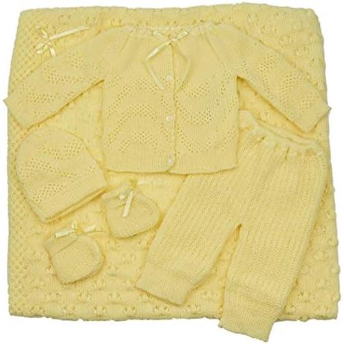 Baby Crochet Blanket Outfit Newborn Beautiful Clothing 5 Pieces Set (BB3)