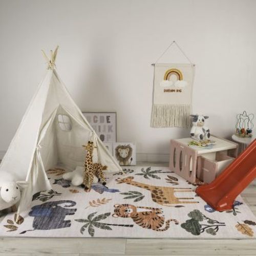 Rug Branch Kids Soft Steps Playtime Cartoon Animals Educational Learning Indoor Soft Area Rug