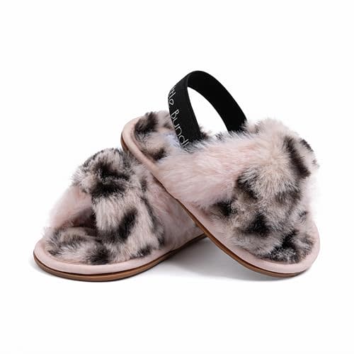 Macouba Little Bundles Baby Slippers 0-6, 6-12, 12-18 Months | Leopard print slippers - Fuzzy slippers for baby booties | Cozy, House Slippers for baby