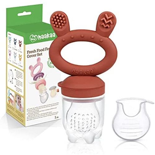Haakaa Baby Fruit Food Feeder Pacifier | Breastmilk Popsicle Molds for Teething | Silicone Feeder and Teether for Baby Teething Relief & Infant Safely Self Feeding, BPA Free (Copper)