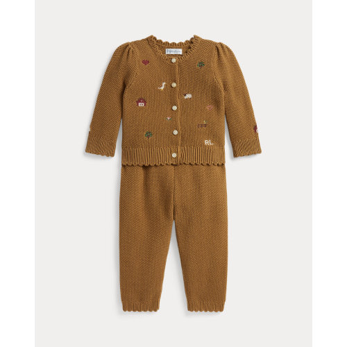 Embroidered Cotton Cardigan & Pant