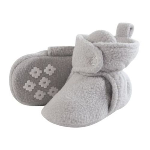 Little Treasure Baby and Toddler Cozy Fleece Booties, Light Gray, 0-6 Months