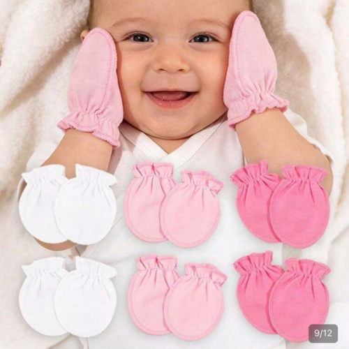 6 Pairs Baby Anti-Scratch Mittens | Dual-Color Baby Anti-Scratch Mittens | Elastic Ruffle Cuff Newborn Scratch Mittens | SHEIN USA