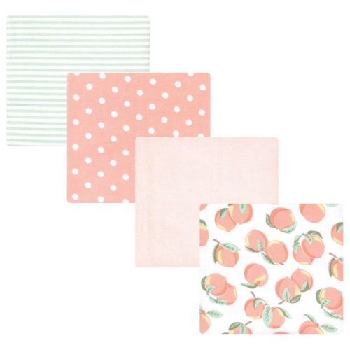 Hudson Baby Infant Girl Cotton Poly Flannel Receiving Blankets, Sweet Peach, One Size