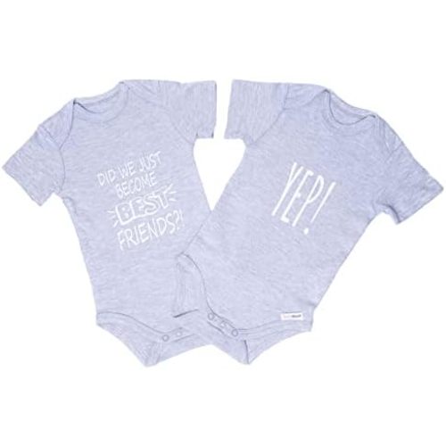 Twin Stuff 100% Cotton Unisex Best Friends Rompers – Cozy and Adorable Matching Outfits for Newborn Identical Twins