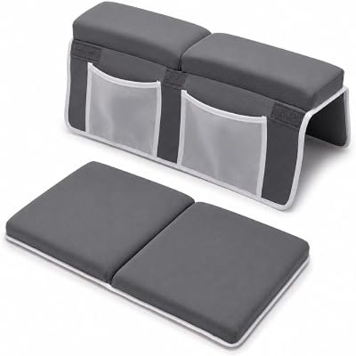 Baby Bath Kneeler and Elbow Rest Pad Set, 2PC Bathtub Mat for Parents, Grey