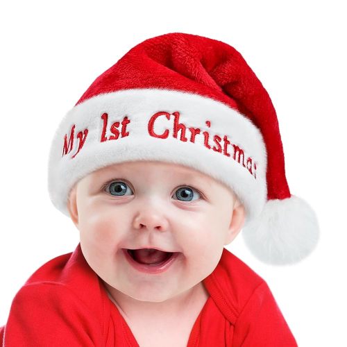 RJVW Baby Santa Hat: Christmas Hat for Infant, Baby Xmas Holiday Classic Santa Claus for Christmas New Year Party
