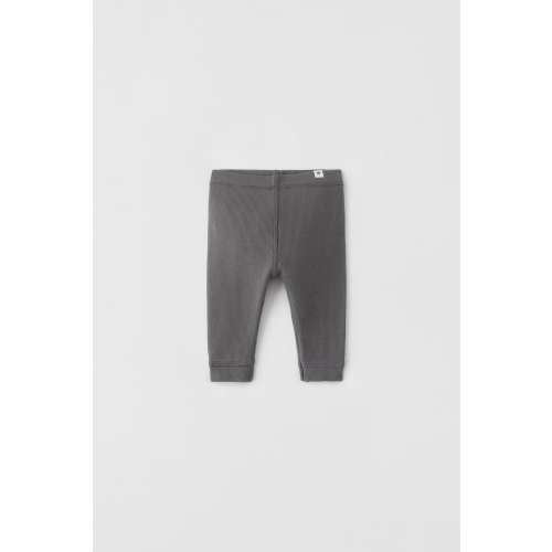 PLAIN RIBBED LEGGINGS - Grey Color