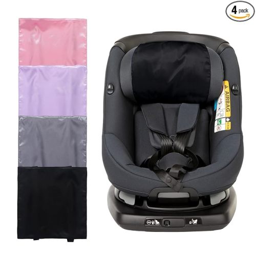 Tegeme 4 Pcs Satin Car Seat Head Headrest Cover for Baby Soft Silk Head Car Seat Cover Baby Sleeping Hair Protector for Infant Boys Girls