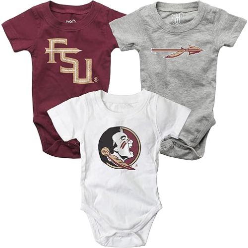 Wes and Willy Baby College Team 3 Pack of Cotton Rompers