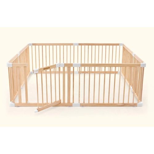 HARPPA Wooden Baby Gate Playpen | Non-Toxic Foldable DIY Adjustable Play Yard for Infants & Toddlers – Natural Finish Baby Fence for Small & Large Spaces
