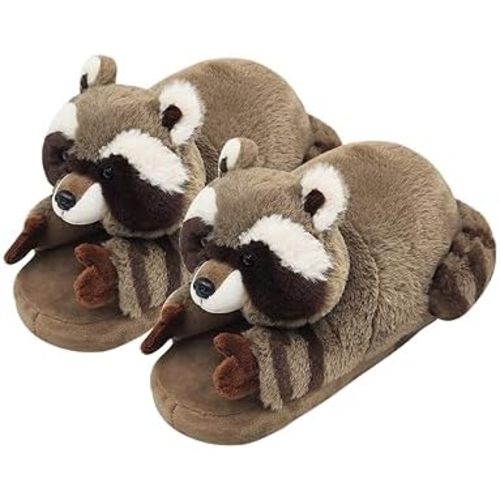 Openhahaha Funny Animal Slippers for Women, Cartoon Cute Fluffy Animal Slippers Cotton Soft Memory Foam Indoor Slippers,Birthday Gifts for Women
