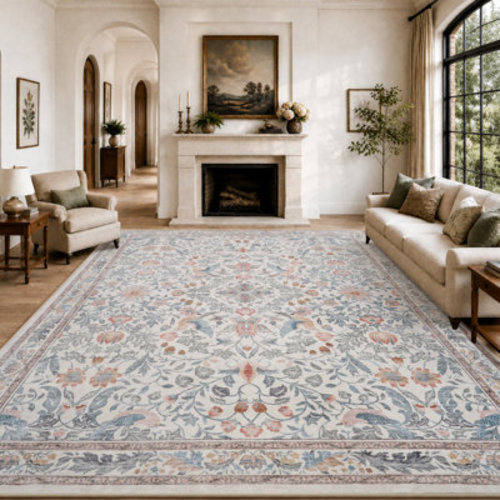 Alcott Hill® Soft Multicolor Vintage Floral Washable Non-Slip Area Rug for Living Room & Bedroom & Reviews | Wayfair