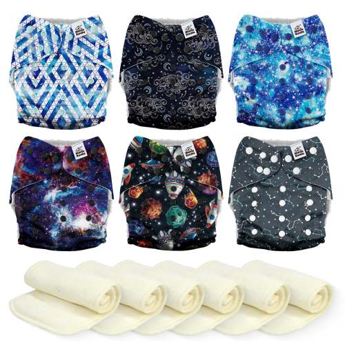 POCKET DIAPER 3.0 WITH INSERTS - 6 PACK(Space Sparkle)