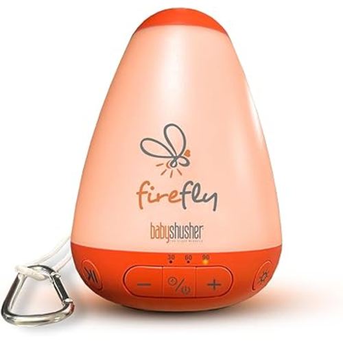 Baby Shusher Firefly Baby Soother for Crying Babies with Nightlight - White Noise Sound Machine, Baby Soother for Sleeping, Newborn Essentials for Crib, USB Rechargeable - 1 Count