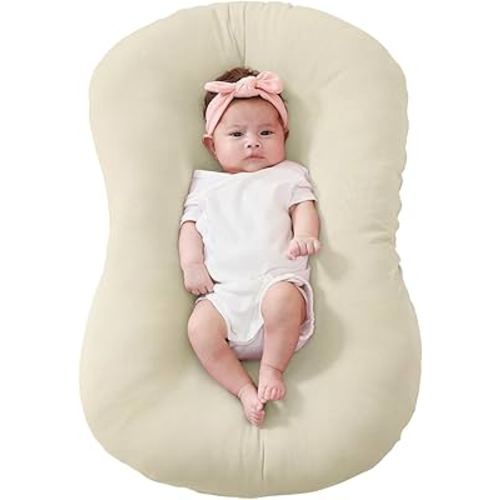 FUNUPUP Rayon Made from Bamboo Baby Lounger Cover Compatible with Snuggle Me Lounger, Infant Lounger Pillow Cover for Newborn, Removable Elastic Newborn Lounger Cover,Cover Only,Khaki