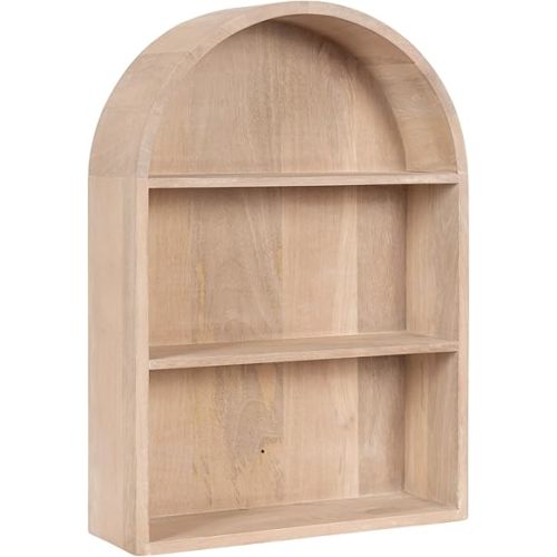 Kate and Laurel Arcott Modern Arched Wall Shelf, 18 x 26, Natural Wood, Transitional Arch Wall Shelves for Over-the-Toilet Storage or Entryway Storage Shelf