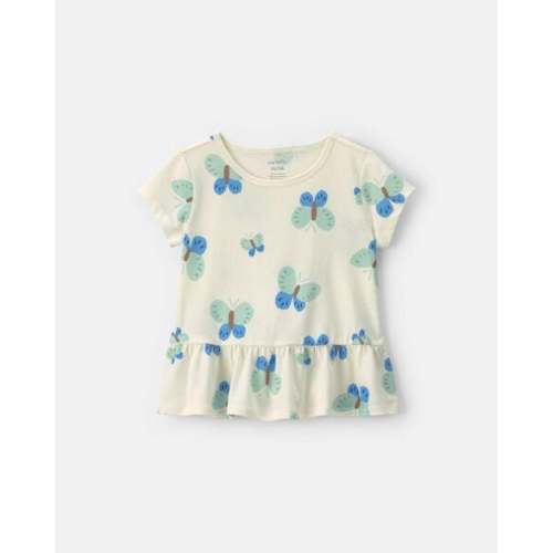 Toddler Girl Butterfly Peplum Top - Cream | Carter's