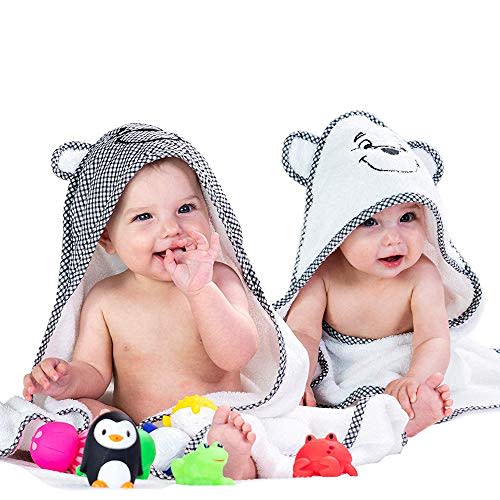 2 Pack Premium Baby Hooded Towels - Ultra Absorbent - Thick 30"x30" - Soft Cotton Towel With Hood for Babies,Toddler,Infant - Newborn Essentials must haves - Bath Accessories Gift Set For Boys & Girls