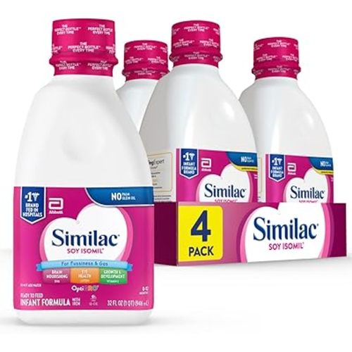 Similac Soy Isomil Infant Formula with Iron, Ready to Feed, 1 Qt (Pack of 4)