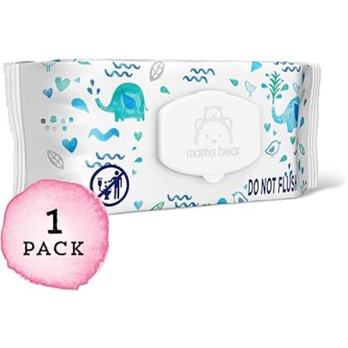Amazon Brand - Mama Bear 99% Water Baby Wipes, Hypoallergenic, Fragrance Free, 72 Count