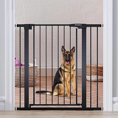 Mumeasy 36" High Extra Tall Dog Gate, 29.6"-40.5" Wide Pressure Mounted Tall Baby Gate for Dog, Auto Close Pet Gate with Door for Stairs,Doorways,House,Black