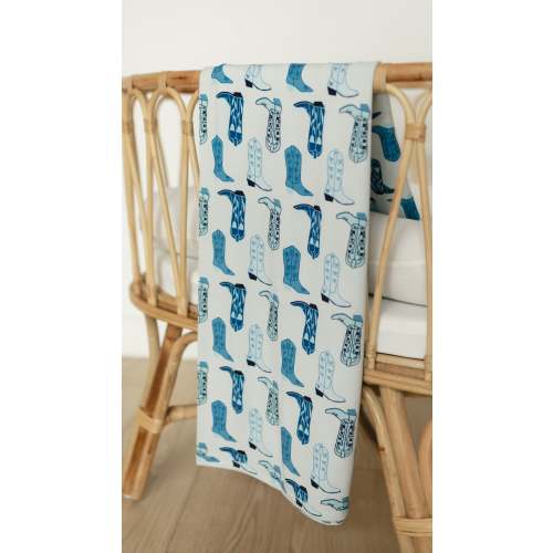 Infant Swaddle in Blue Western Boots