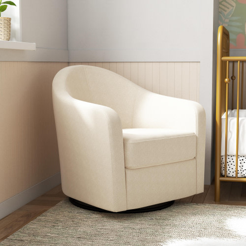 Little Seeds Gentle Curved Swivel Accent Chair - Ivory Boucle