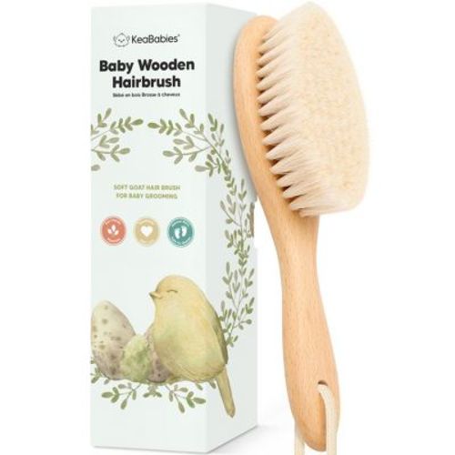 KeaBabies Baby Hair Brush, Oval Cradle Cap Brush, Soft Baby Brush for Infant, Newborn Hairbrush for Girls, Boys, Baby Scalp Brush (Oval), Color: Walnut