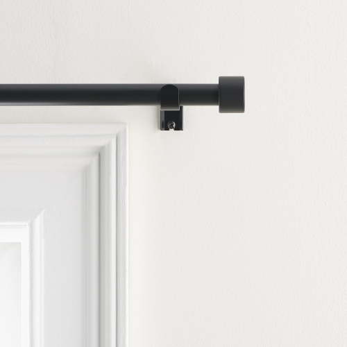 Mainstays 3/4" Matte Black End Cap Adjustable Single Curtain Rod Set, 30-84"