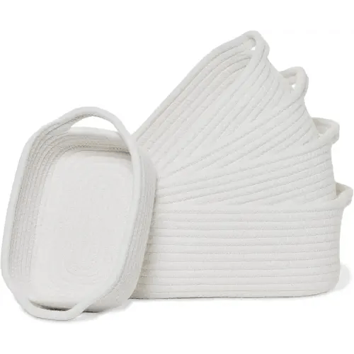 Storage Basket Set – 5-Piece Baskets for Organizing Home, Shelves, Nursery, Bathroom, Dog Toys, Small to Large Decorative Baskets – Off White