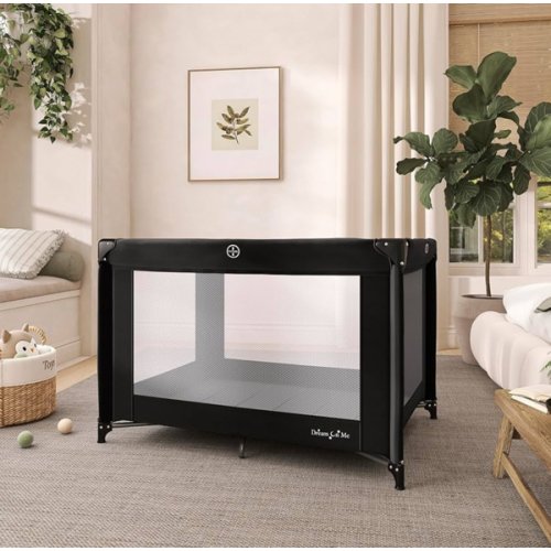 Dream On Me Zazzy Portable Playard with Bassinet in Black, Lightweight Packable and Easy Setup Baby Playard with Mattress and Travel Bag