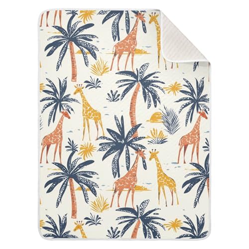 vvfelixl Baby Swaddle Blanket for Boys Girls Giraffes Palm Tree Baby Blanket for Newborn Nursery Blanket for Crib Stroller 30x40 in