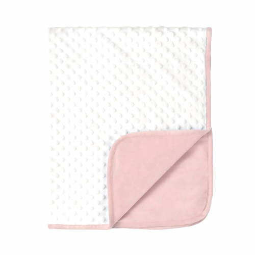 CREVENT Soft Plush Girls Pink and White Minky Baby Blanket