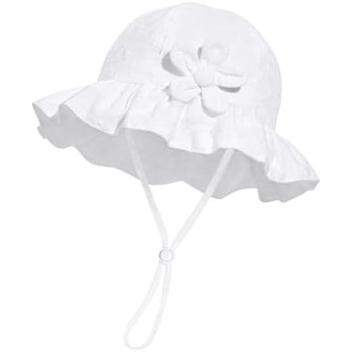 Baby Girl Wide Brim Bucket Hats with UPF 50+ Outdoor Adjustable Beach Hat with Sun Hat