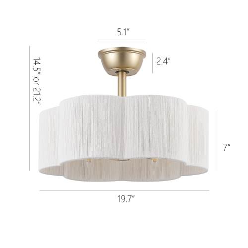 19.7" Modern Coastal 4-Light Scalloped Rope Ceiling Fan with Remote Control