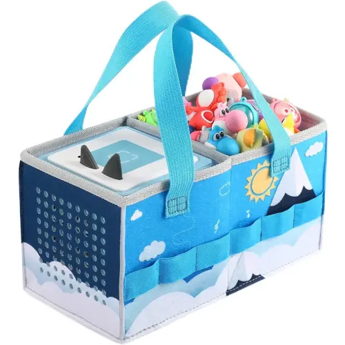 Carrying Case for Tonies Starter Set & Storage Bag for Tonies Figurine, Outdoor Hand Bag for Tonies Audio Player and Dolls Musical Toy Folding Bag for Kids Toniebox Accessories (Sun Pattern)