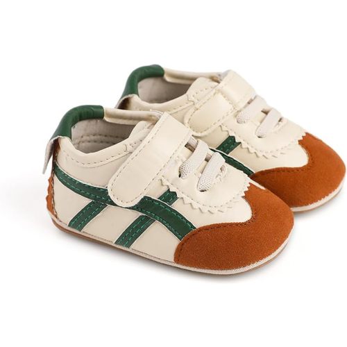 Baby Boys Girls Leather PRE-Walking Sneakers Toddler Anti-Slip Rubber Sole Infant Lightweight First Step Shoes