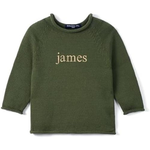 Personalized Knit Rollneck Baby Sweater, Breathable Cotton Classic Rollneck, Warm Cozy for Infants & Toddlers Gift