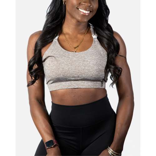 Ultra Soft Active Nursing Bra - FIXED Pads (Heathered Bronze)