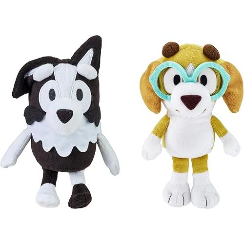 Bluey and Friends – 2 Pack Soft Stuffed Animals (Honey & Mackenzie), Approximately 7 Inches – Cuddly Plush Toys for Kids, Embroidered Faces, Travel Size, Gift for Toddlers Ages 3+