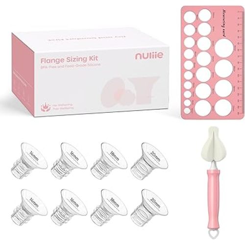 Nuliie 8PCS Silicone Flanges Insert Replacement Kit, Flange Sizing Kit 14/16/18/20mm for 24mm Flange/Shield Breast Pumps, Pumping Essential Kit for Moms
