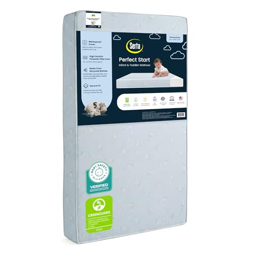 Serta Perfect Start Dual Sided Baby Crib Mattress & Toddler Mattress - Waterproof - 6" Premium Sustainably Sourced Fiber Core - GREENGUARD Gold Certified – 7 Year Warranty - Made in USA