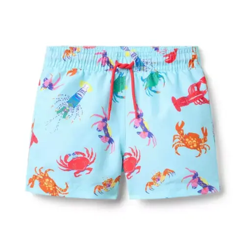 Boy Sea Glass Blue Shellfish Recycled Shellfish Swim Trunk by Janie and Jack