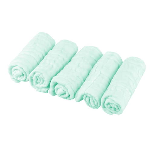 Baby Burp Cloths 100% Cotton,5 Pack Muslin Washcloths,Soft and Super Absorbent,Newborn Baby Essentials and Baby Registry,12x12 Inches (Green)