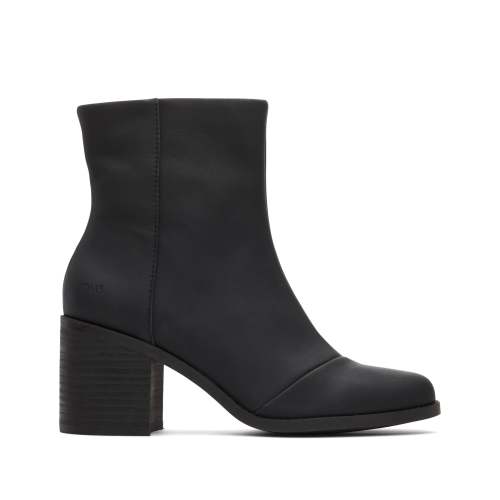 Evelyn Black Leather Heeled Boot